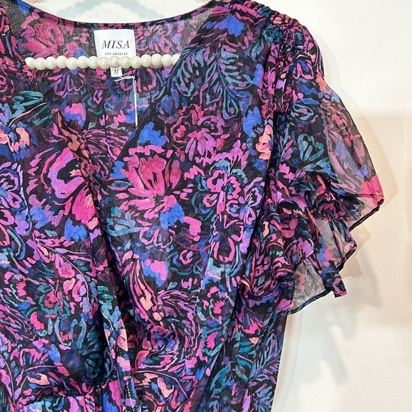 REVOLVE X MISA Los Angeles Colette Midi Dress in Flora Electric MEDIUM new w tag - Picture 1 of 10